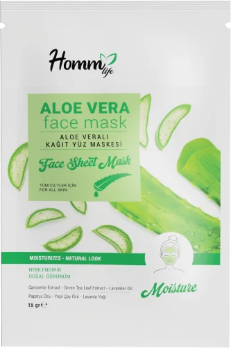 HOMM LIFE ALOE VERA KAĞIT YÜZ MASKESİ 15GR