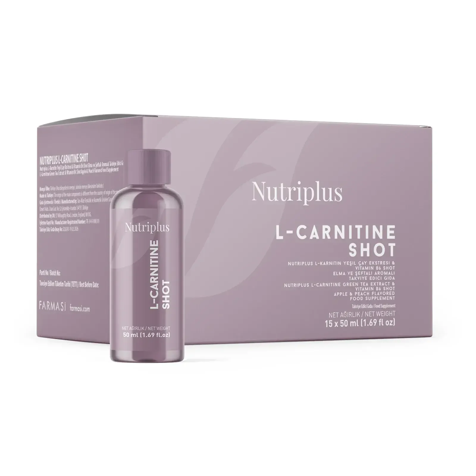 Nutriplus L-Karnitin Shot Elma & Şeftali Aromalı 15'li Şişe