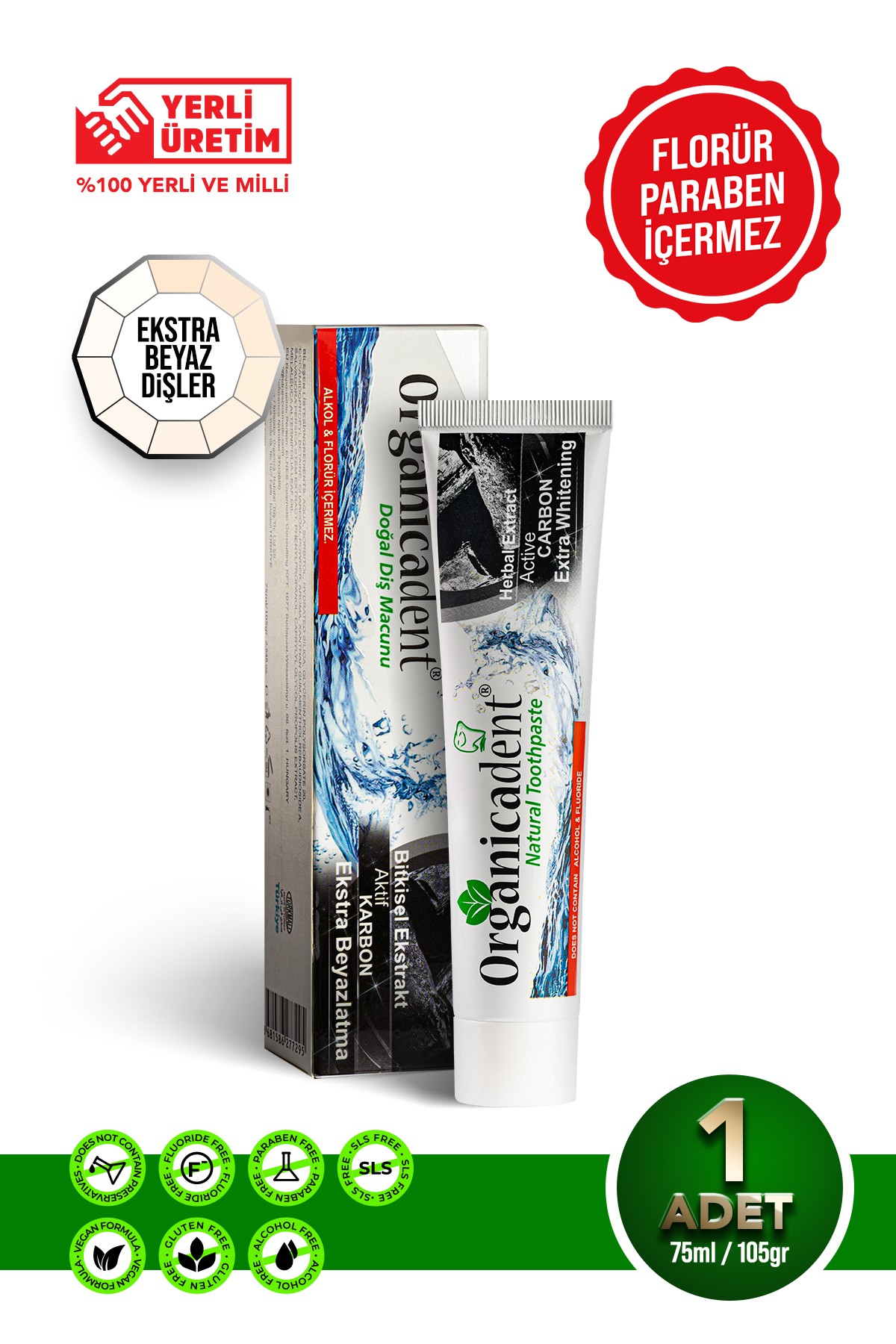 Organicadent Aktif Karbonlu Doğal Diş Macunu 75 mL