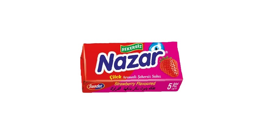Nazar Çilek Aromalı Şekersiz Sakız 5' li
