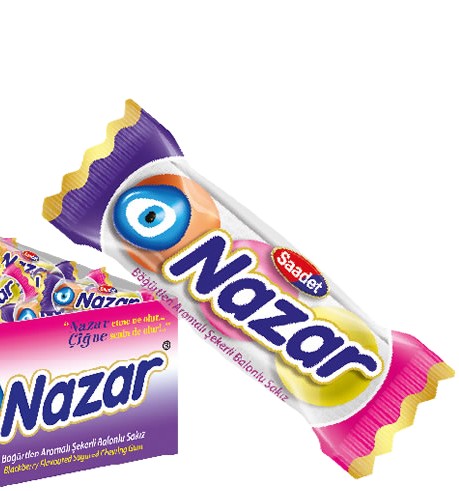 Nazar Böğürtlen Aromalı Şekerli Sakız 3' lü