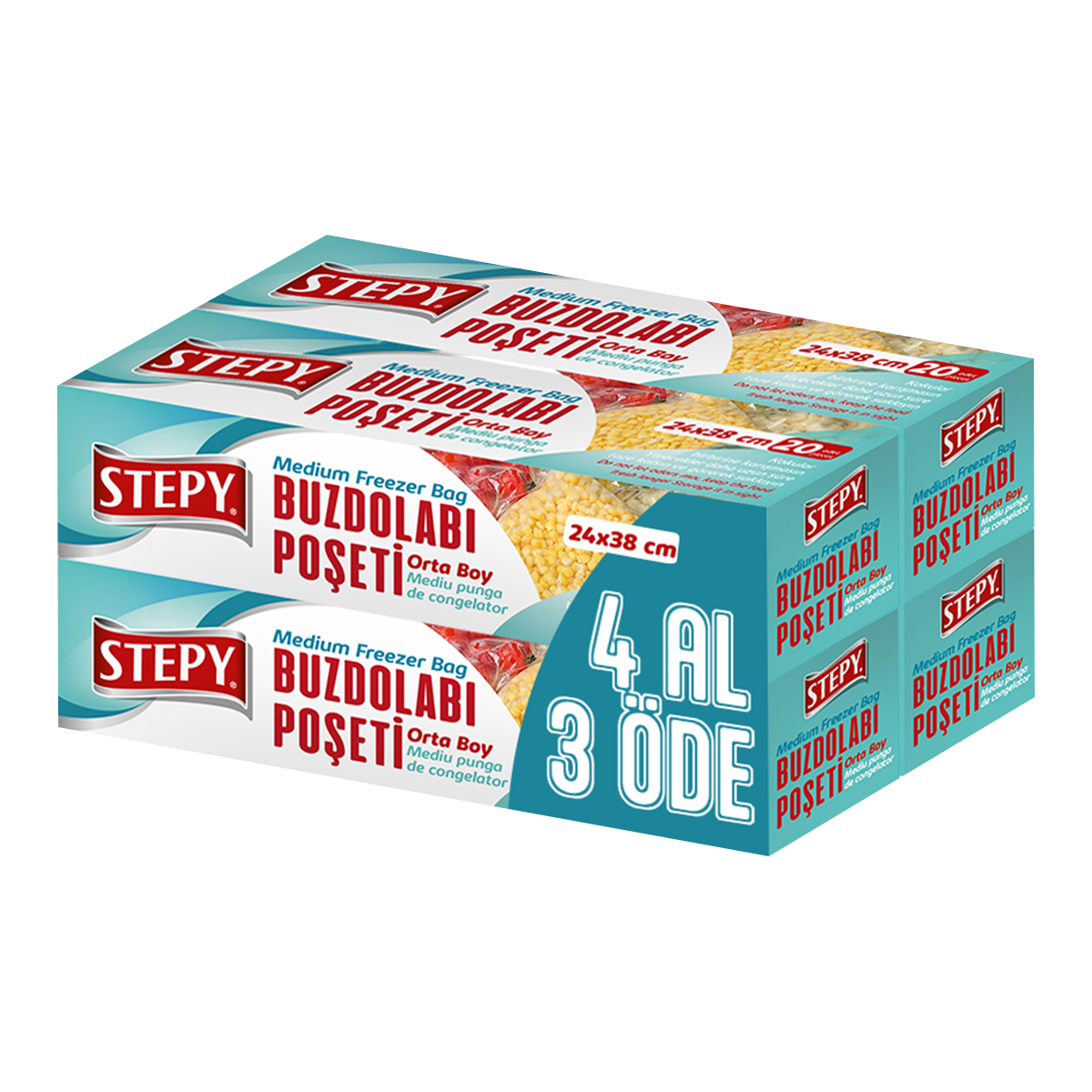 Stepy Buzdolabı Poşeti Orta Boy 4 Al 3 Öde