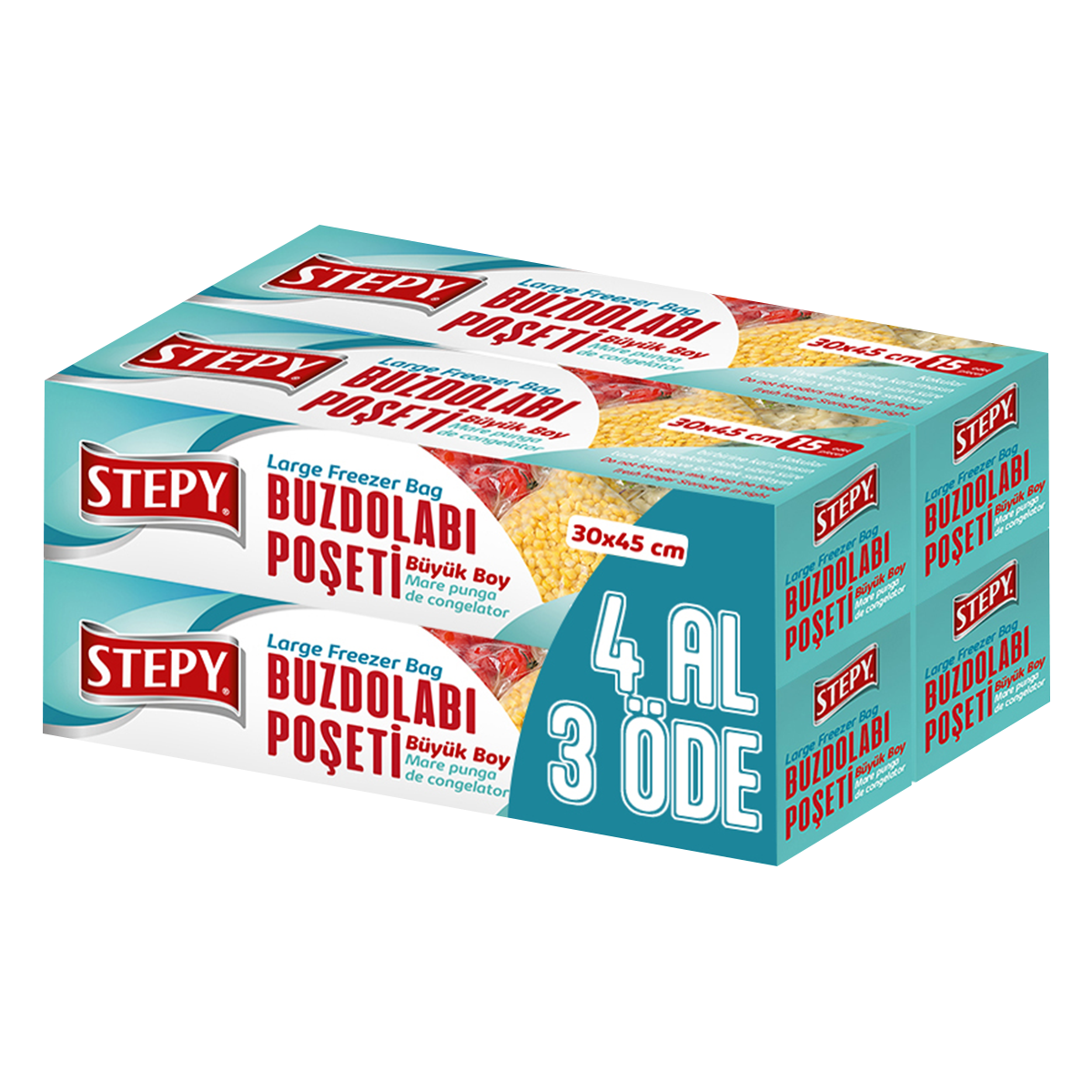 Stepy Buzdolabı Poşeti Büyük Boy 4 Al 3 Öde