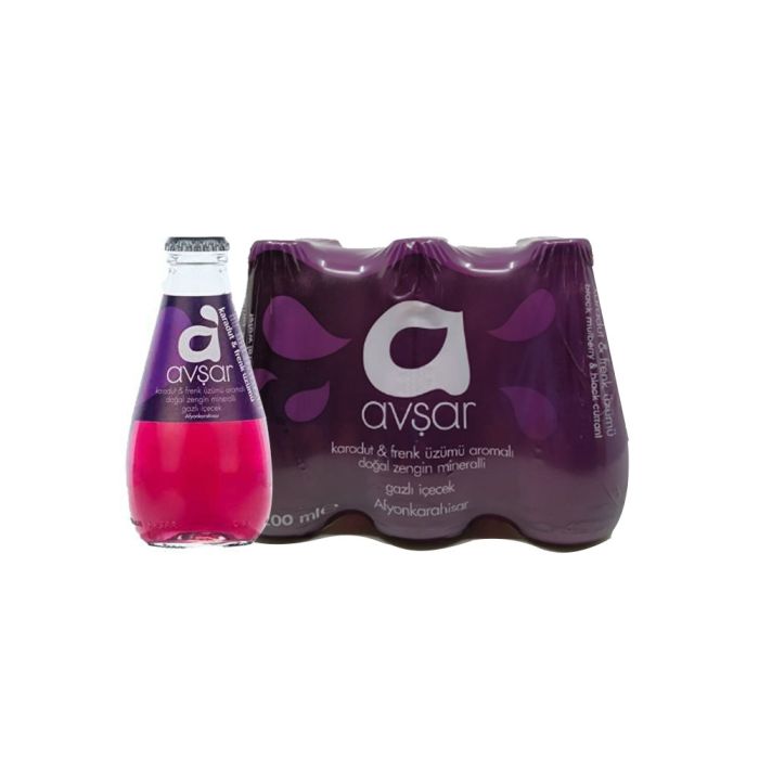 Avşar Karadut Frenk Üzümü Aromalı Maden Suyu 6X200 mL