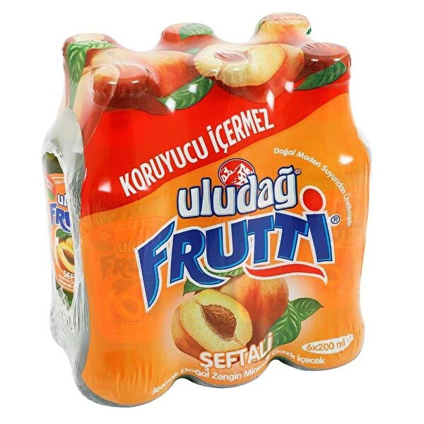 Uludağ Frutti Şeftali Aromalı Maden Suyu 6X200 mL