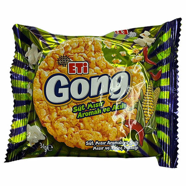 Eti Gong Süt Mısır Aromalı ve Acılı Mısır, Pirinç Patlağı 34 g