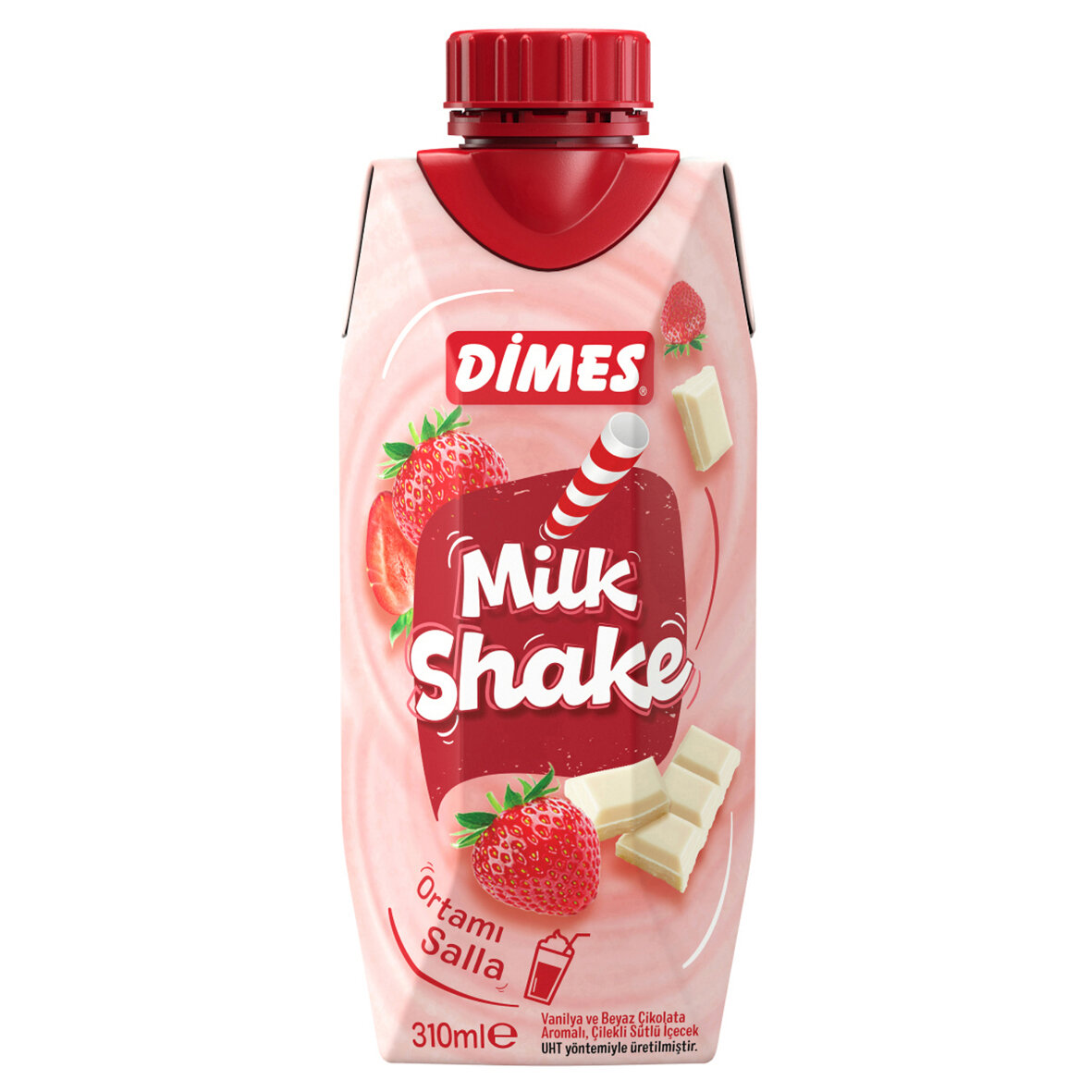 Dimes Çilekli & Beyaz Çikolatalı Milkshake 310 mL