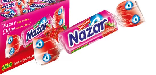 Nazar Çilek Aromalı Şekersiz Sakız Tekli