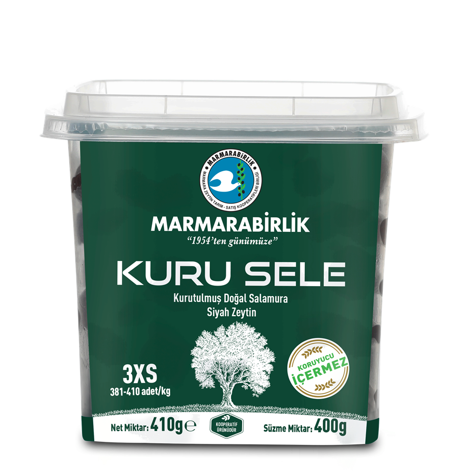 Marmarabirlik Kuru Sele Siyah Zeytin 381-410 (3XS) 400 g