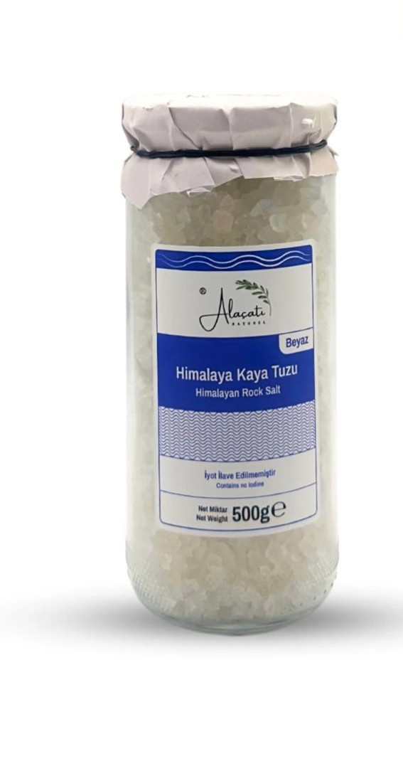 Alaçatı Naturel Himalaya Kaya Tuzu Beyaz Granül Cam Kavanoz 500 g