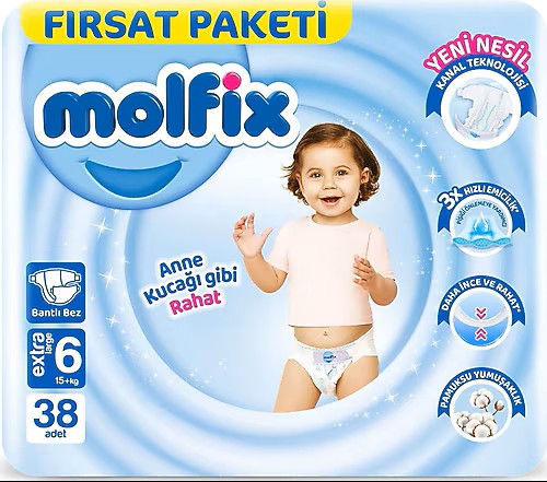 Molfix Bantlı Bebek Bezi Extra Large 6 Beden Fırsat Paketi 15+kg 38' li