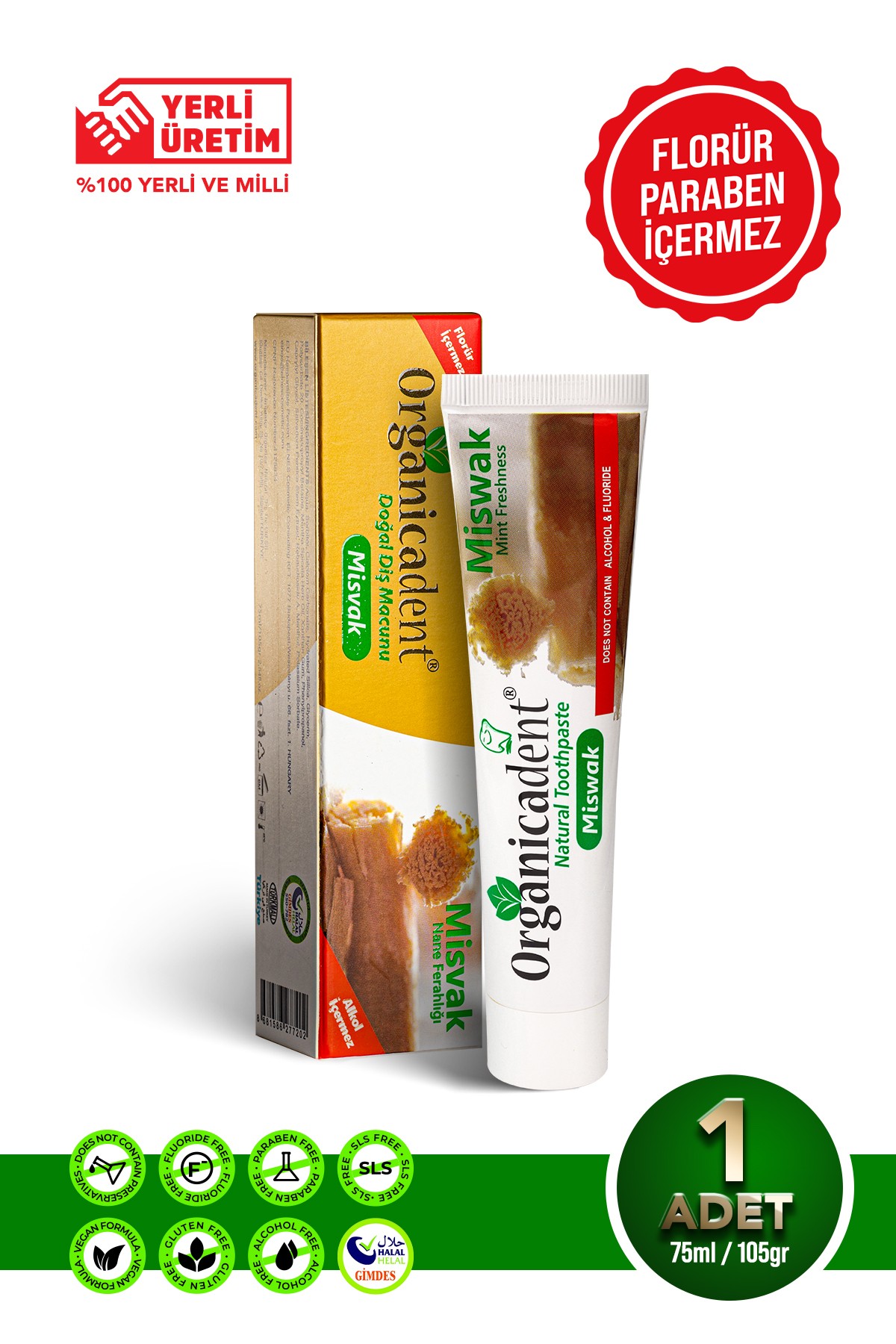 Organicadent Misvaklı Doğal Diş Macunu 75 mL