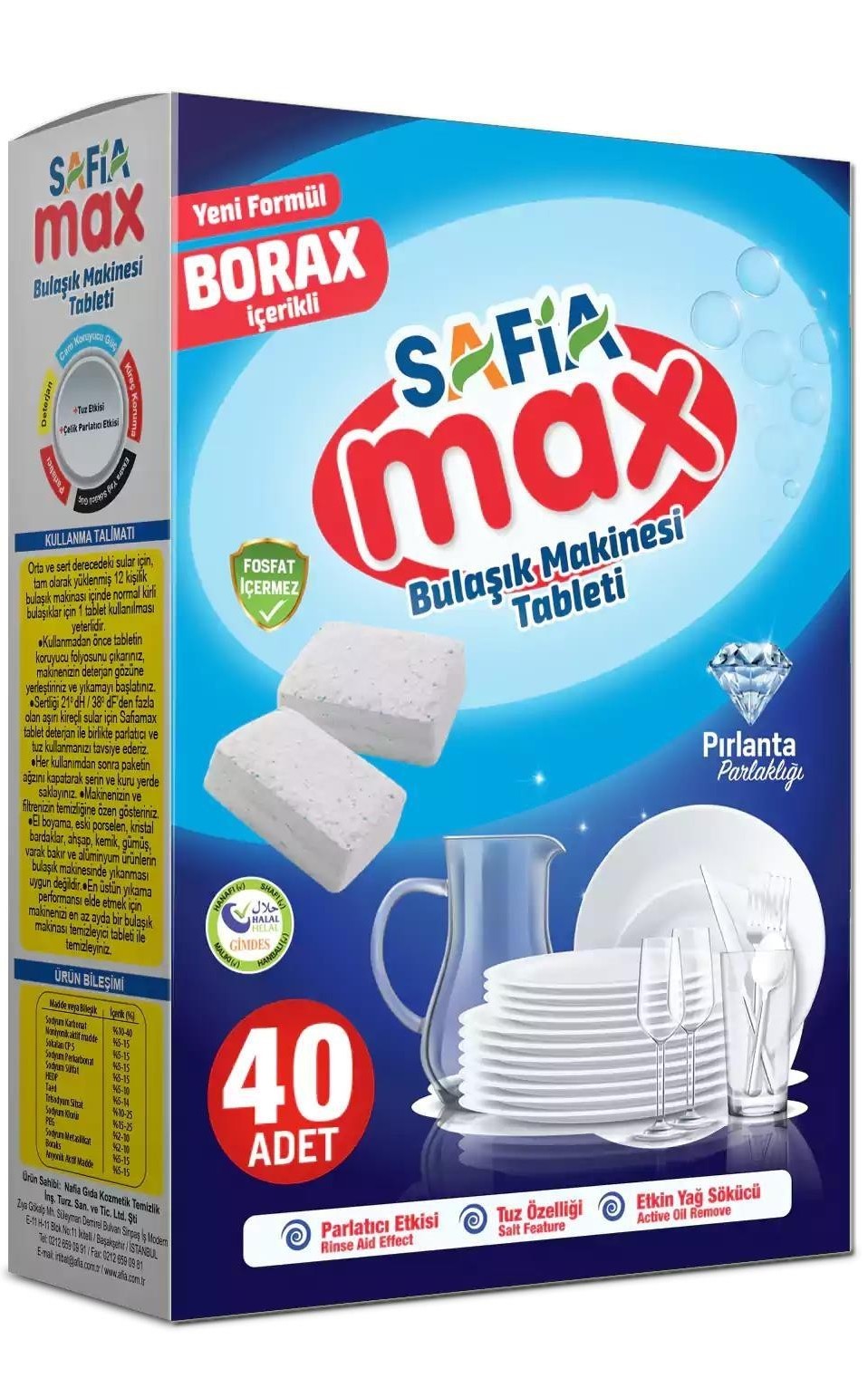 Safia Max Bulaşık Makine Tableti 40' lı